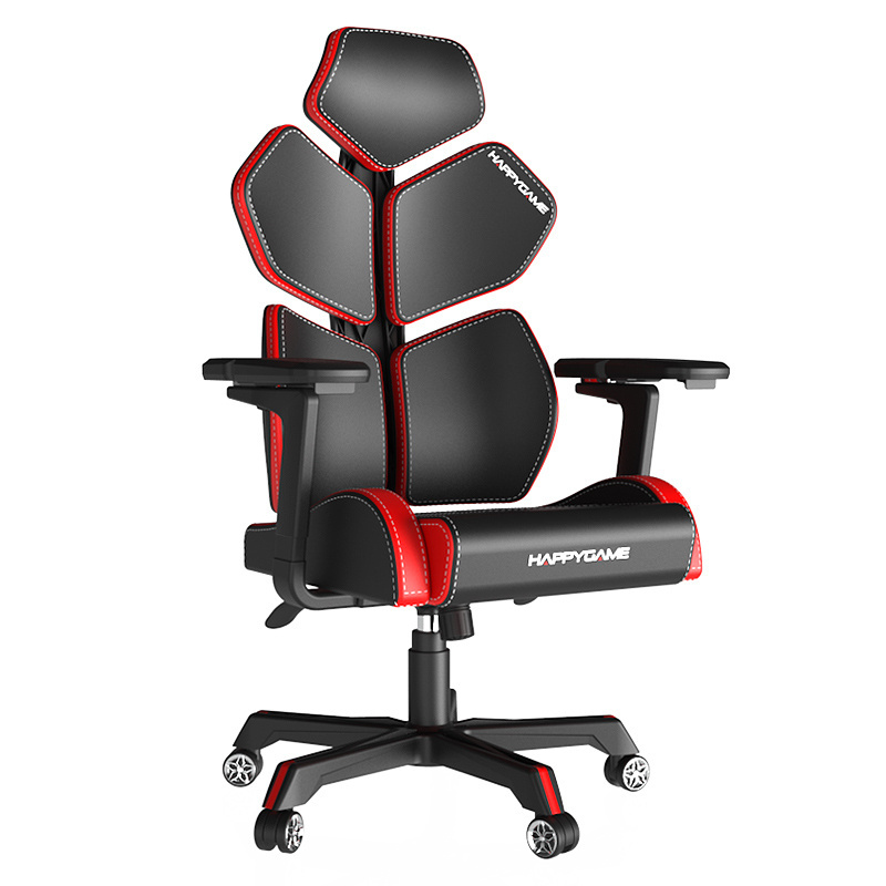 Ergonomic Office Gaming Chair with Folding Mechanical 5D Armrest Adjustable Ventilation Headrest Swivel and Massage Features