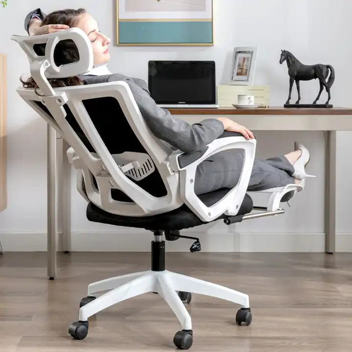 Adjustable Height Office Chair with Cooling Feature Synthetic Leather Computer Chair with Footrest