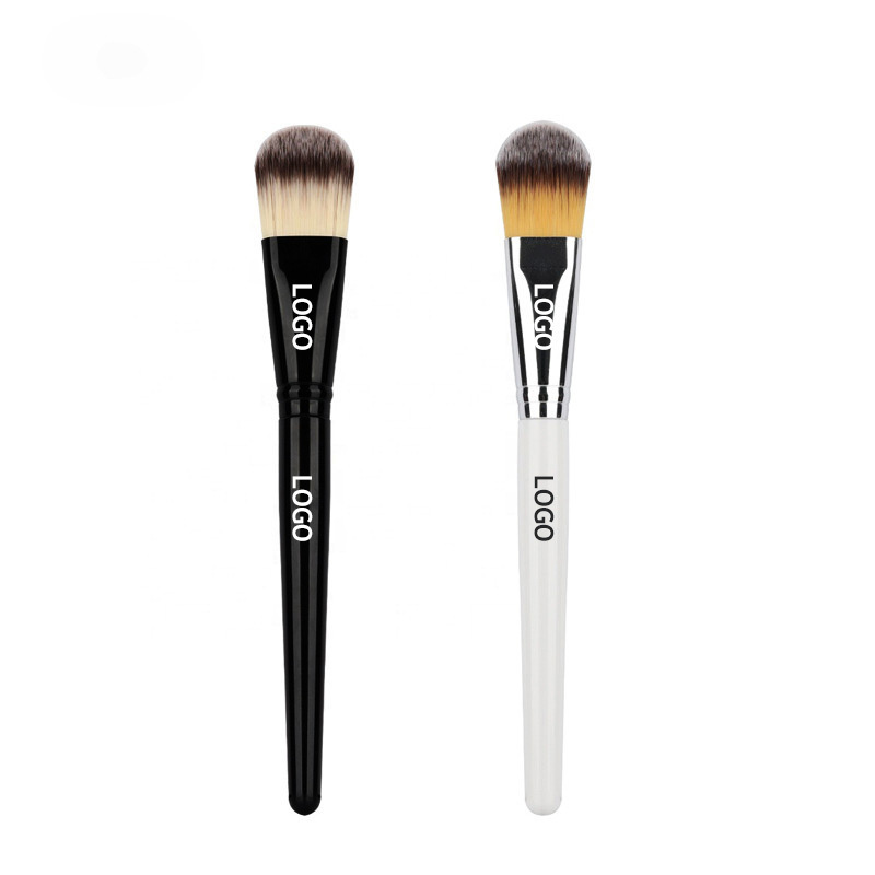 2023 Custom Logo Flat Foundation Brush For Face Best Seller Black Makeup Brush Flat Single  Soft Kabuki Brush