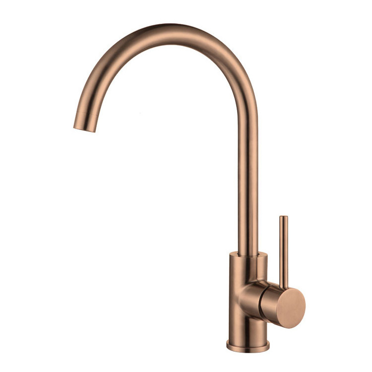 Rose Gold Mixer Faucet Wholesale Luxury Kitchen Washing faucet Durable Modern Design Goose neck Shape Hot and Cold Water Faucet