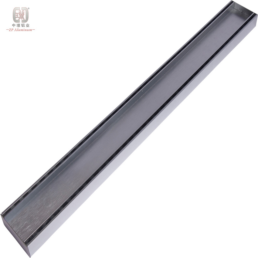 ZP aluminum Black Floor Drain Black Linear Bathroom Shower Long Floor Drain Trap