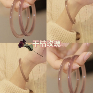 Natural chalcedony bracelet Female Jingle bracelet Grape agate fine round strip purple ice Young bracelet Imperial purple