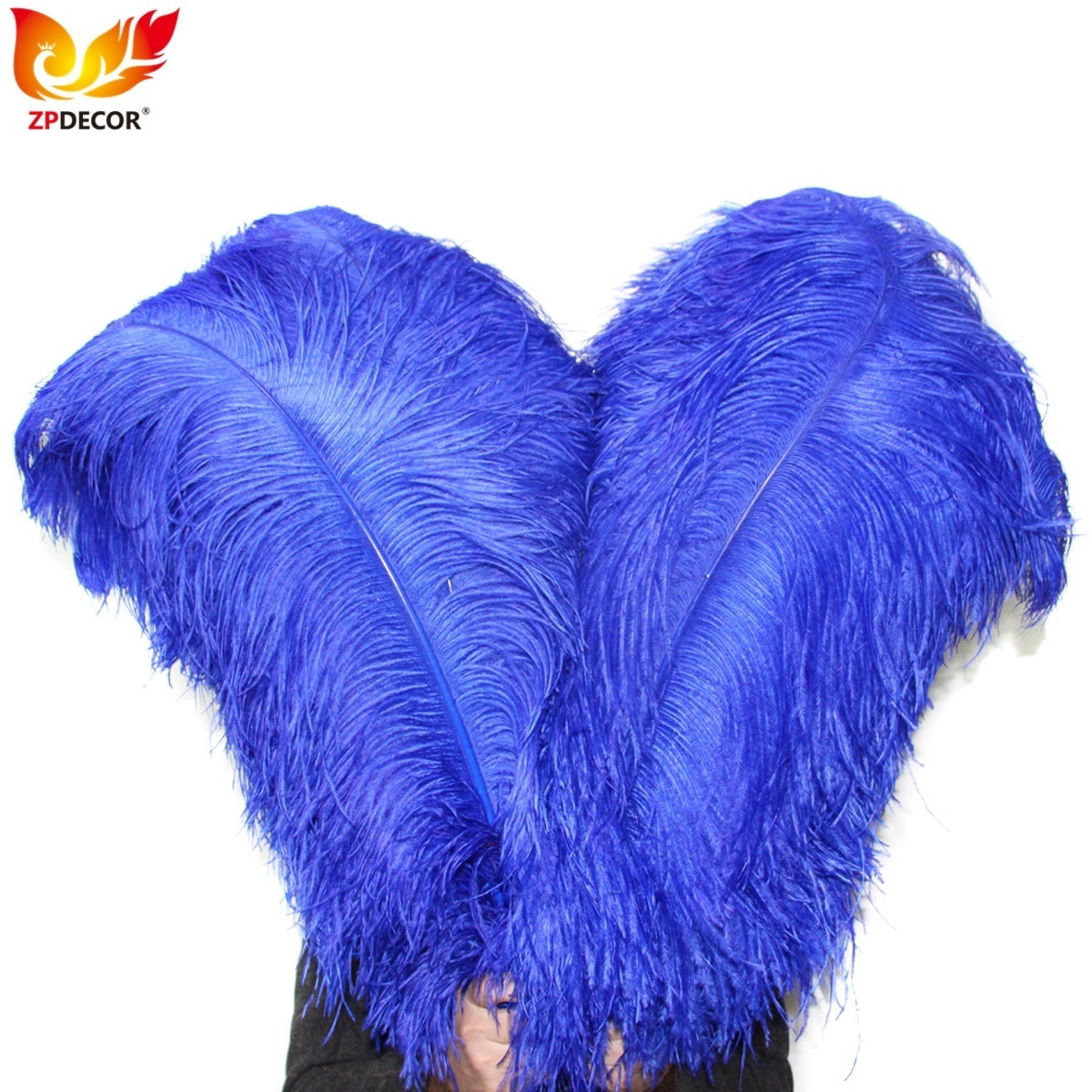 ZPDECOR Factory Selected Quality Long 70-75 cm Dyed Royal Blue Ostrich Feathers for Fashion Carnival Headdress