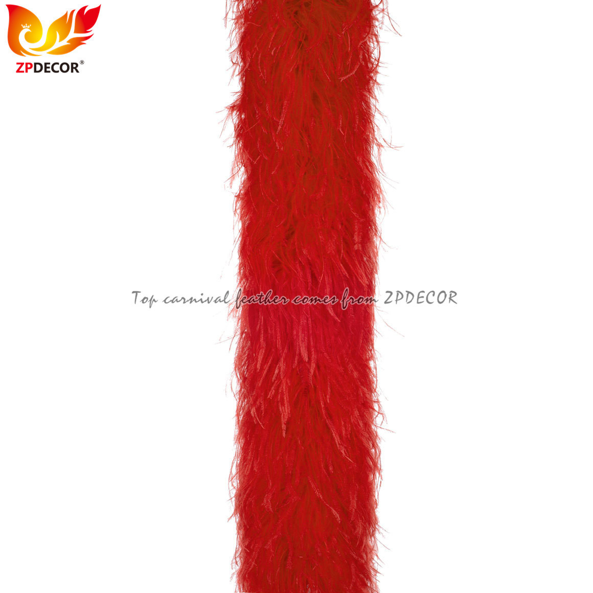 ZPDECOR Factory Wholesale High Quality 8 Ply Red Ostrich Feather Boas Scarf for Fashion Model and Wedding Clothing Design