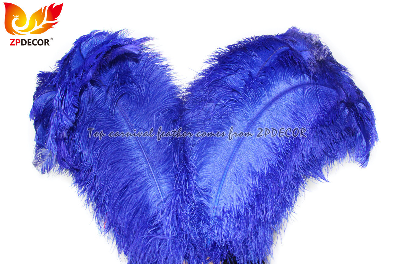 ZPDECOR Factory Selected Quality Long 70-75 cm Dyed Royal Blue Ostrich Feathers for Fashion Carnival Headdress