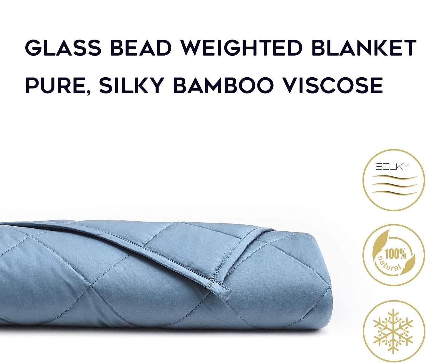 20 lbs Cooling Weighted Blanket with 100% Bamboo Fiber Heavy Blanket Individual Luxury Cooler Version Weighted Blanket