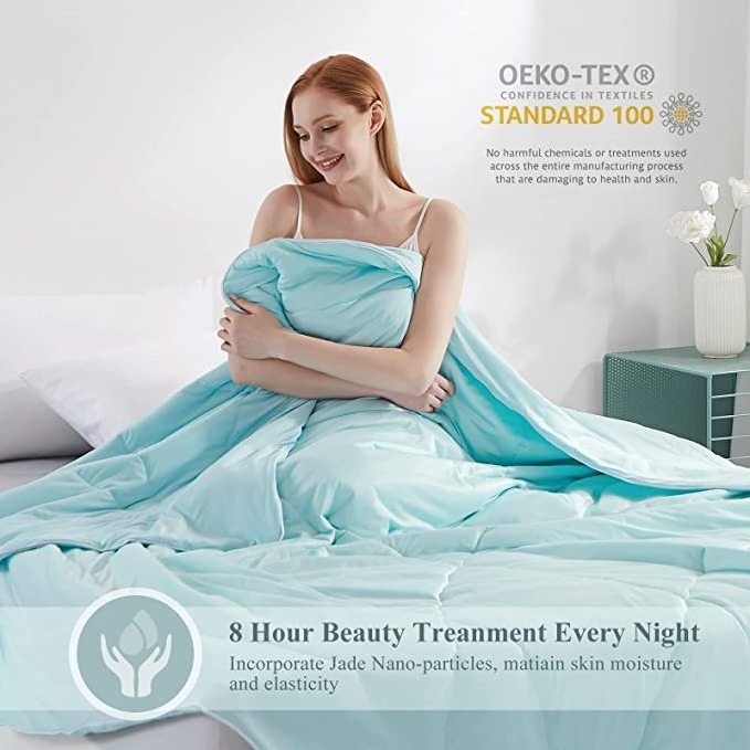 Revolutionary Cooling Blanket Summer Comforter Queen Blanket Absorbs Body Heat to Keep Cool for Hot Sleepers