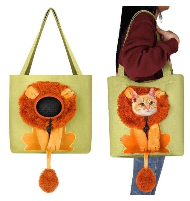 Lion Shaped Cute Cat Carrier Small Pet Canvas Outdoor Handbag Pet Bag