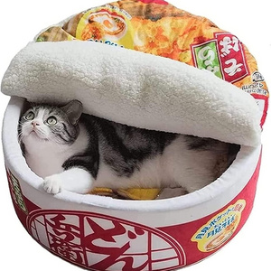 Ramen Noodle Cat Bed, Cute,Keep Warm and Super Soft Creative Pet Nest,Pets Beds for Indoor Cats,Removable Washable Cushion