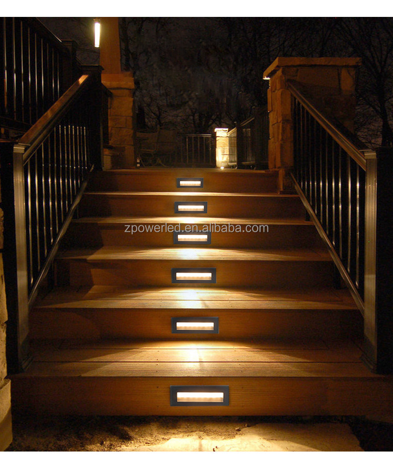 Indoor Outdoor LED Wall Lamp Footlight Aluminum Recessed Wall Corner Light 6W Corridor Step Stair Light