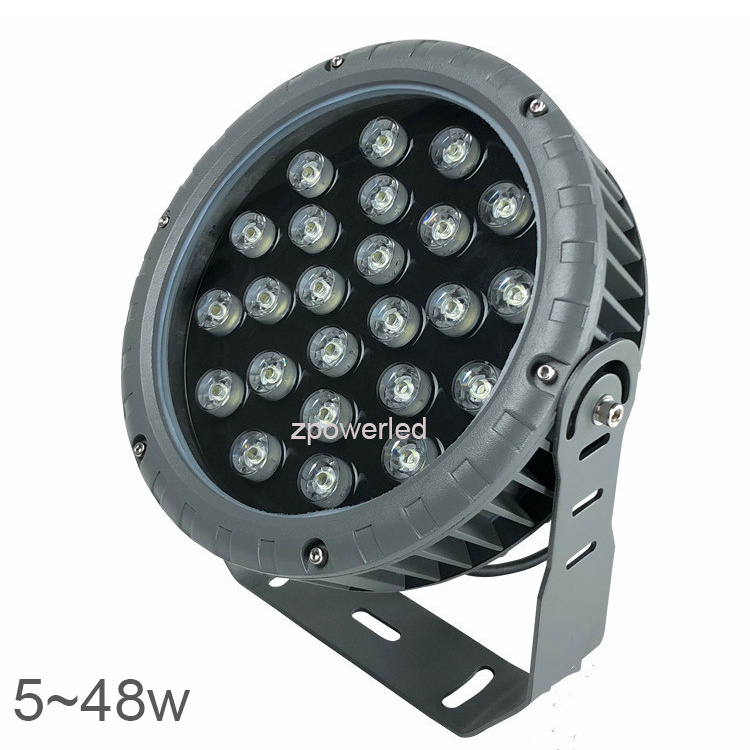 Outdoor Waterproof Dmx Rgb Landscape Lamp Ip65 Spotlight 24W 36W Led Round Flood Light For Square