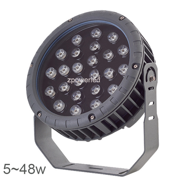 Outdoor Waterproof Dmx Rgb Landscape Lamp Ip65 Spotlight 24W 36W Led Round Flood Light For Square