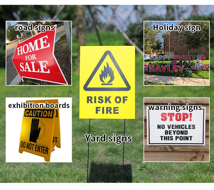 Plastic sign board birthday vote yard signs sheet fluted corrugated PP plastic hollow sheets lawn signs