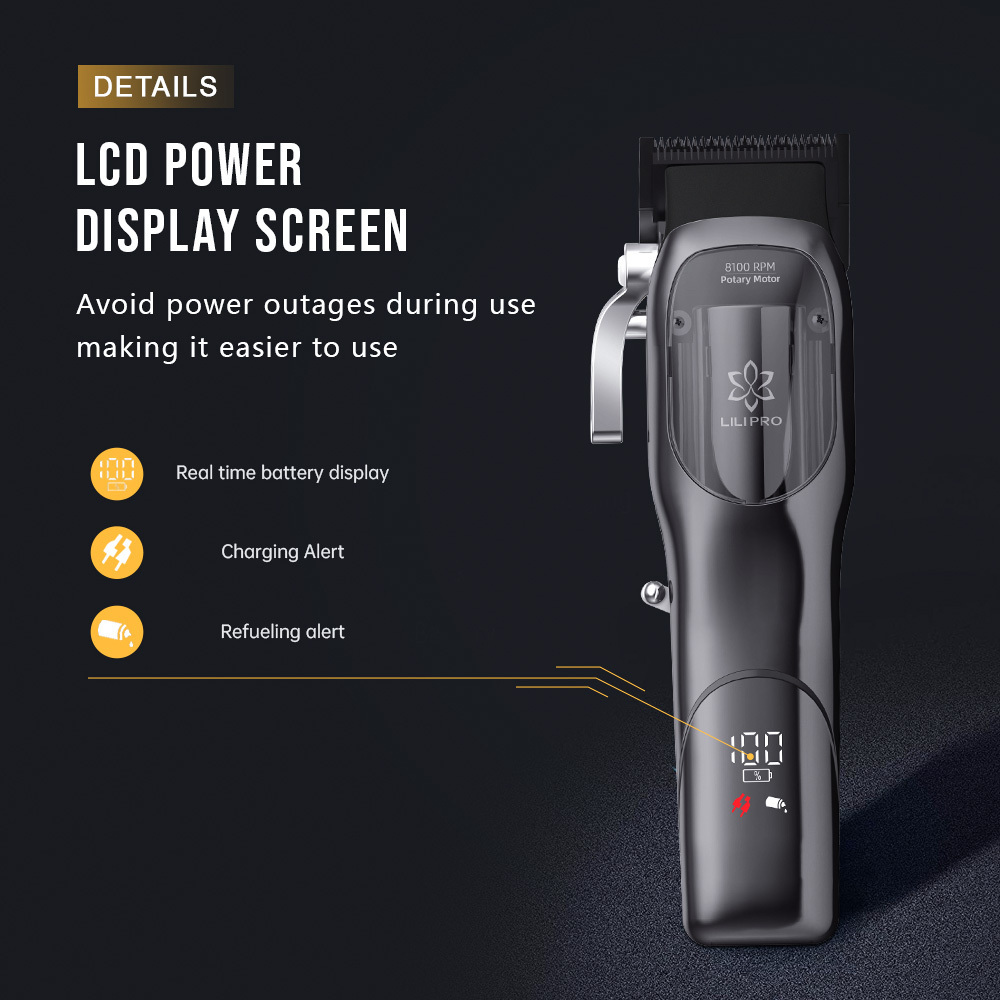 LILIPRO High-Speed 8100RPM Cordless Professional Barber Machines for Men with USB Charging Electric Power Source Hair Clippers