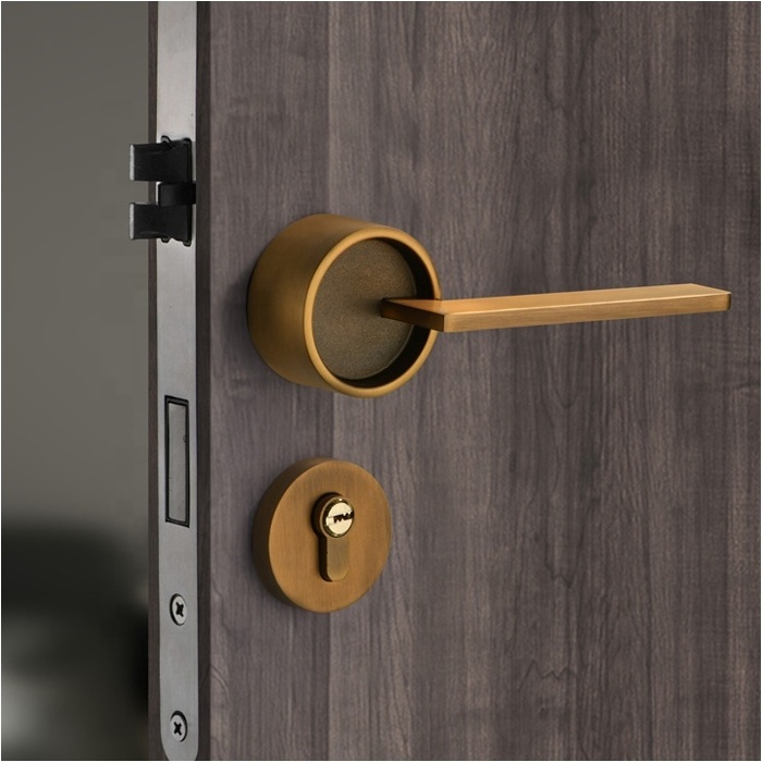 Modern Door Magnetic Lock Zinc Alloy Light Luxury Split Door Lock with Handle  for Interior Wooden Doors