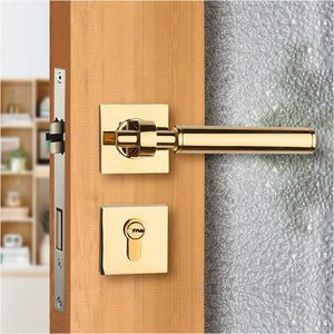 Fashion Aluminum  Brass Door Handles Luxury Modern Door Lock Handle for Interior Doors