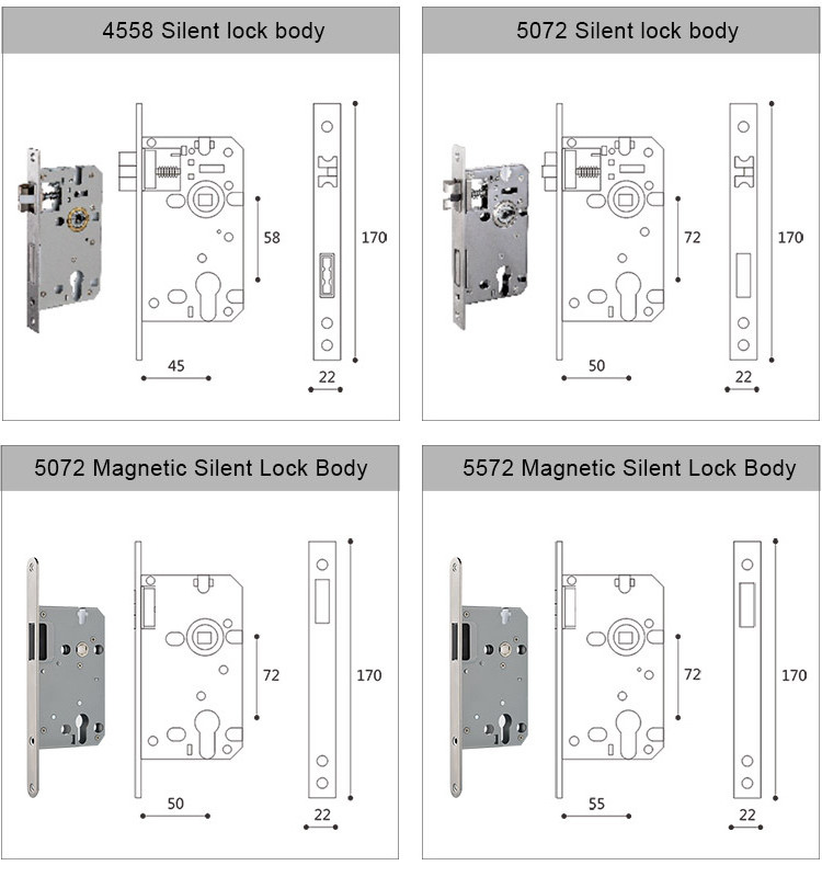 Fashion Aluminum  Brass Door Handles Luxury Modern Door Lock Handle for Interior Doors