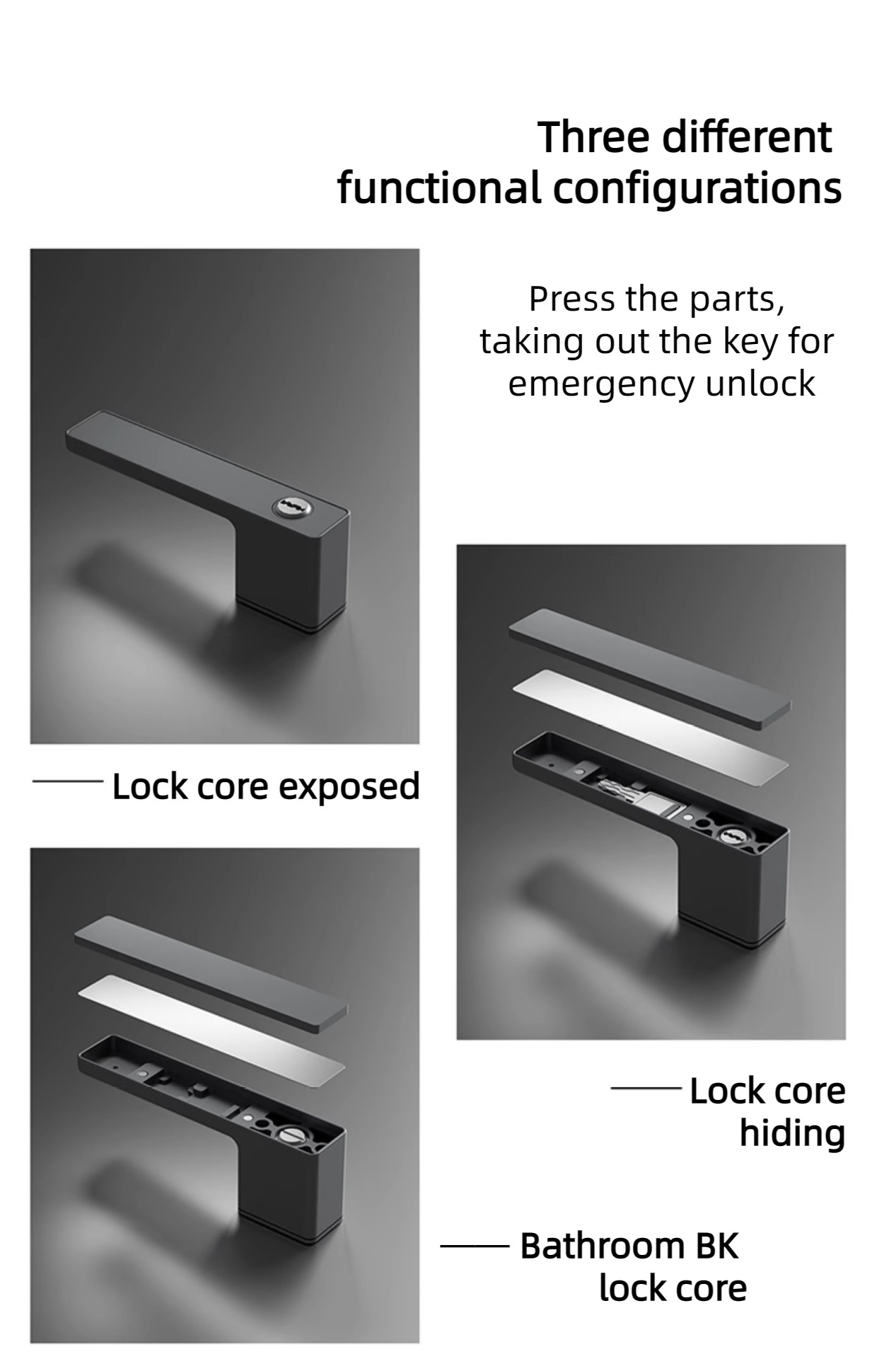 Indoor invisible door lock, single-sided lock, white minimalist ecological door lock