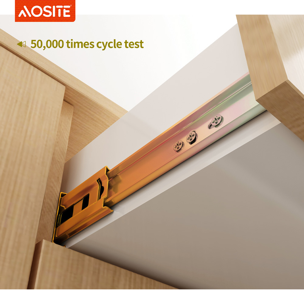 Aosite Drawer runners ball bearing drawer slide 45mm nickel plated telescopic taiming drawer slides