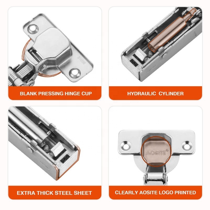 Aosite furniture hardware Clip-on soft closing adjustable hydraulic damping cabinet door unspring hinges full overley