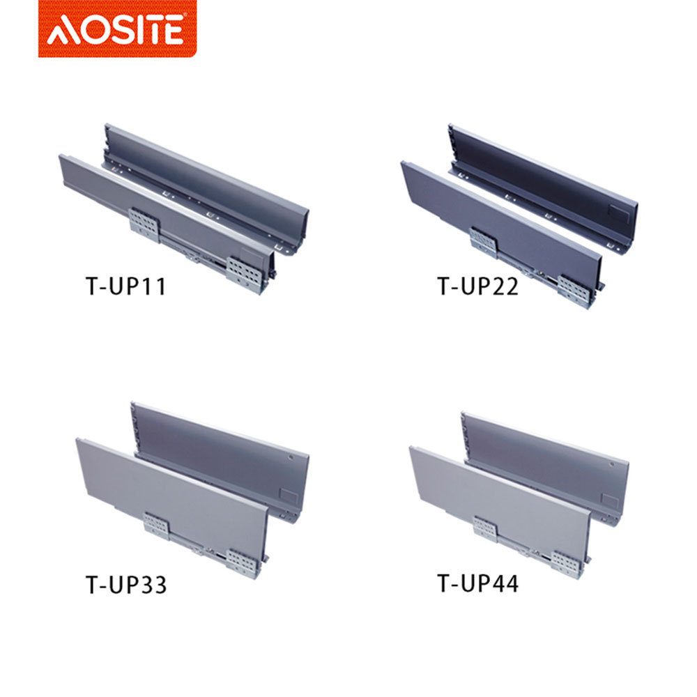 Aosite hydraulic soft close rail furniture telescopic sliders slim drawer box slider