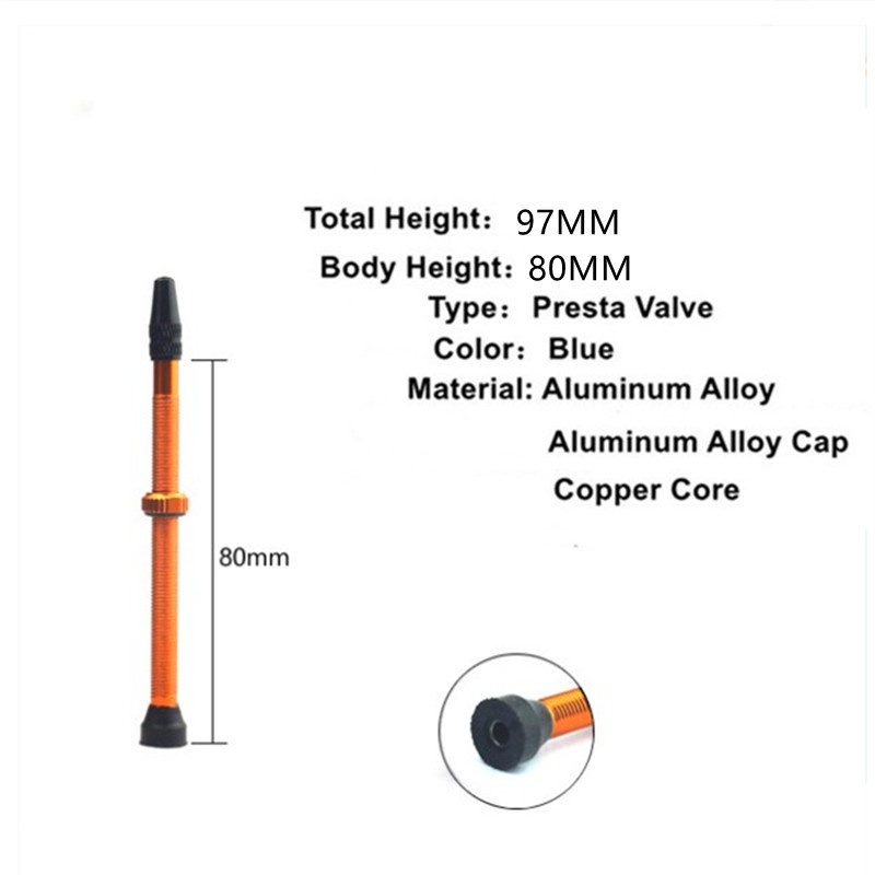 80mm Bicycle Tubeless Valve Stem Aluminium Alloy Presta Valve Kit with Value Core Remover Tool and Valve Stem Caps