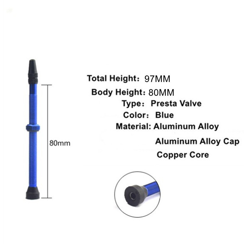 80mm Bicycle Tubeless Valve Stem Aluminium Alloy Presta Valve Kit with Value Core Remover Tool and Valve Stem Caps