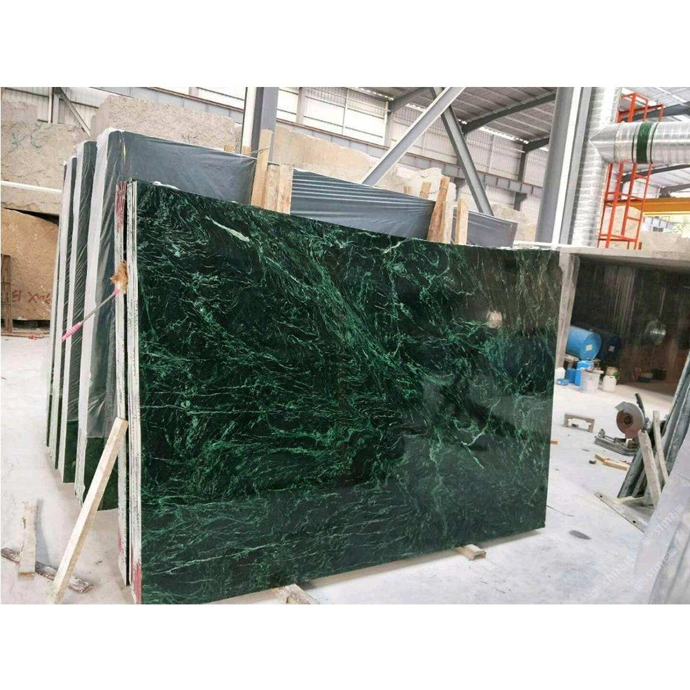 BOTON STONE Natural Green Marble Slabs Washroom Countertop Modern Foor Tiles Emerald Green Marble