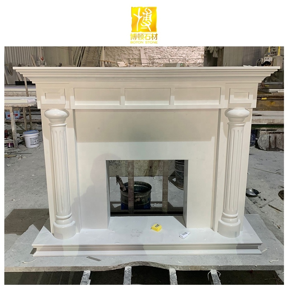 BOTON STONE Indoor Home Decoration Marble Stone Mantel Marble Fireplace Surround Fireplace