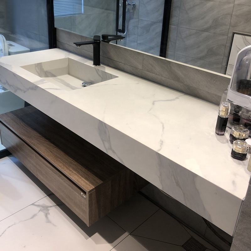 BOTON STONE Artificial Stone Calacatta Porcelain Solid Surface Wash Sink Modern Bathroom Wash Basin