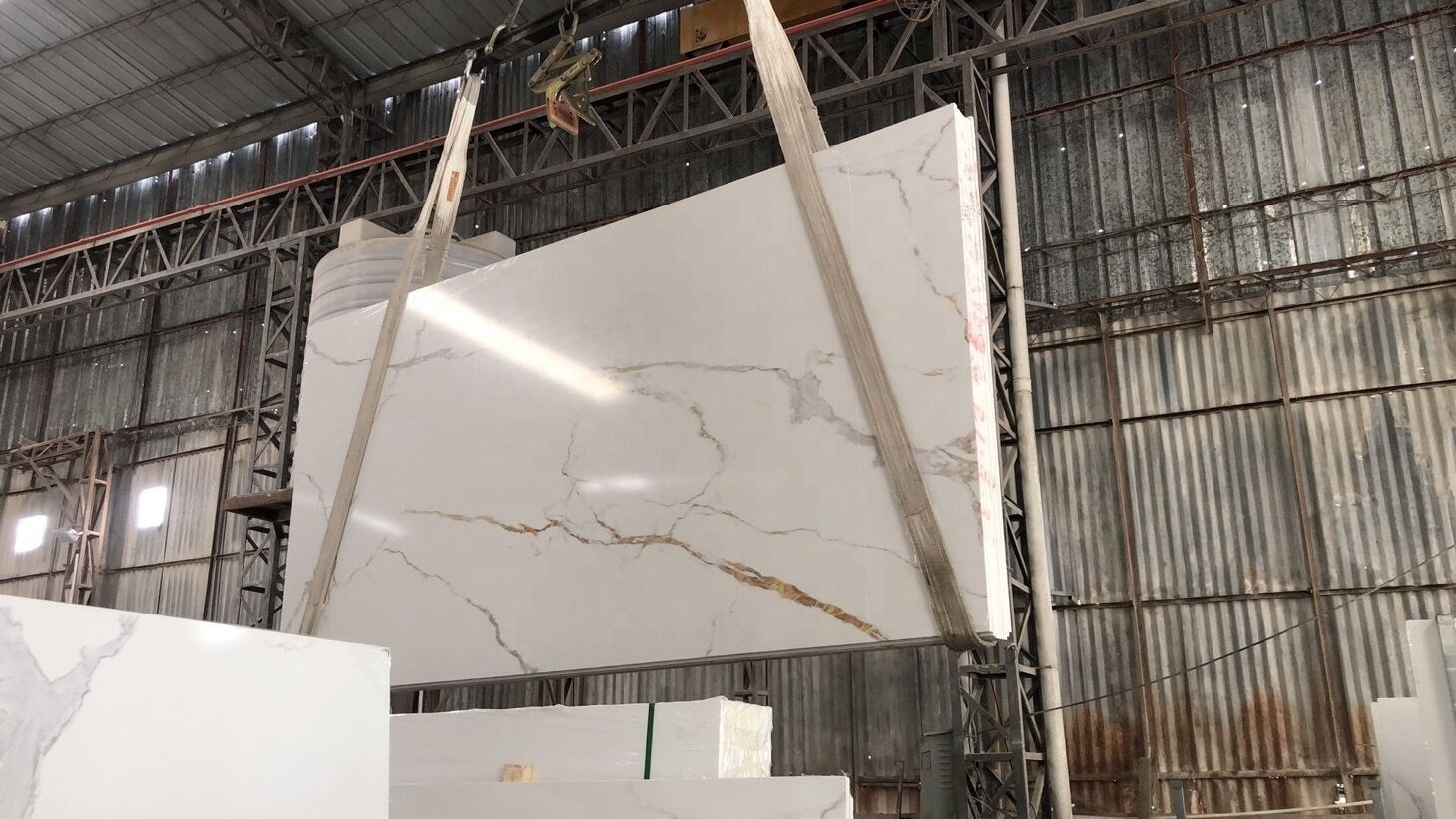 BOTON STONE Gold Calacatta Marble Home Wall Paneling Decoration Stone Artificial Marble Wall Panel