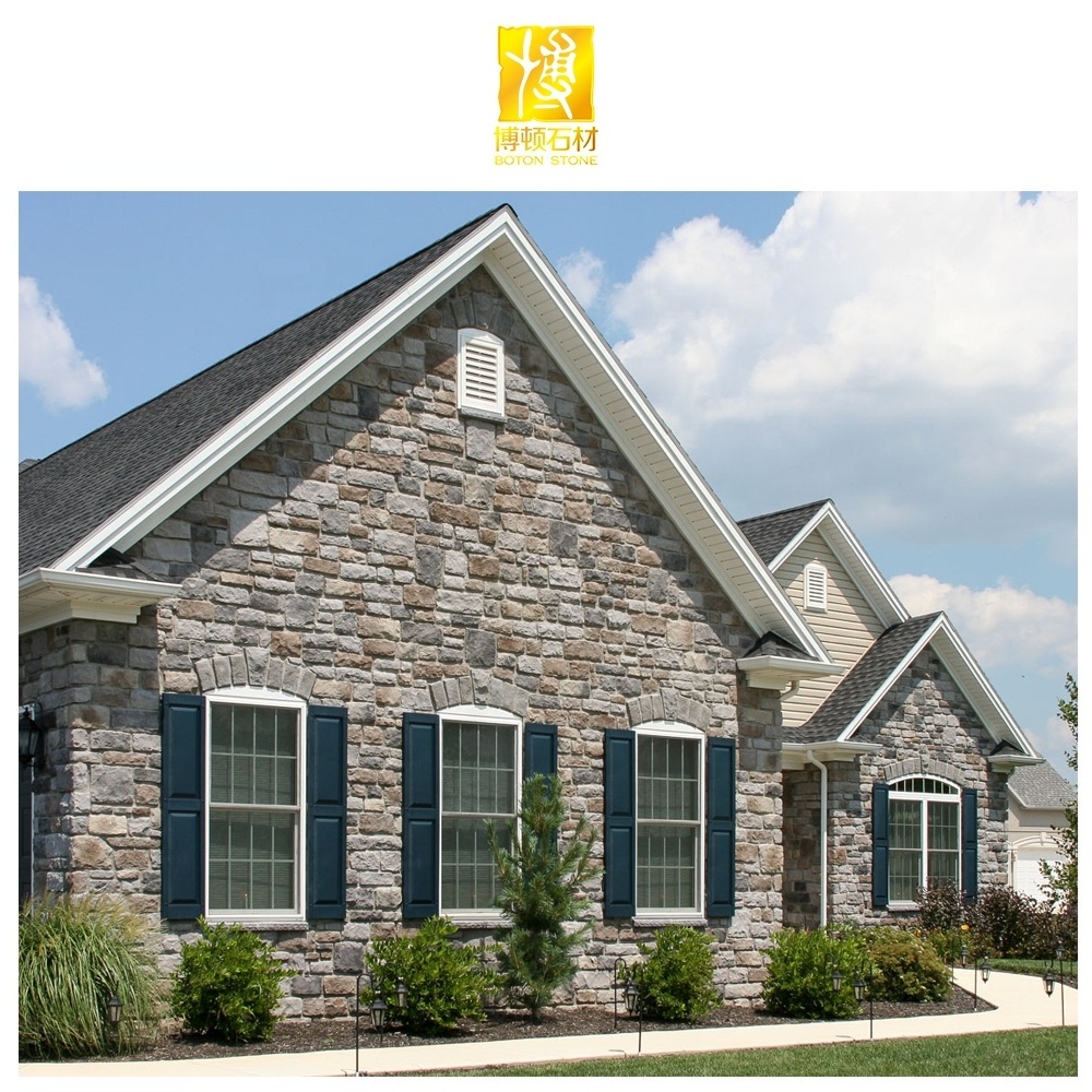 BOTON STONE Outdoor Ledge Stone Wall Cladding Decoration Grey Natural Culture Panel And Stack Veneers Stone