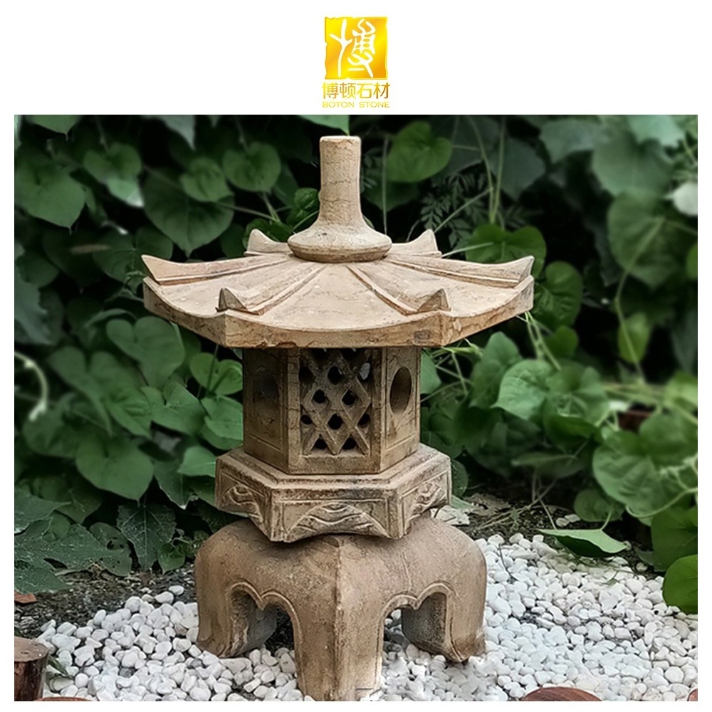 BOTON STONE Natural Marble Statue Outdoor Garden Decor Lamp Sculpture Japanese Garden Stone Lantern