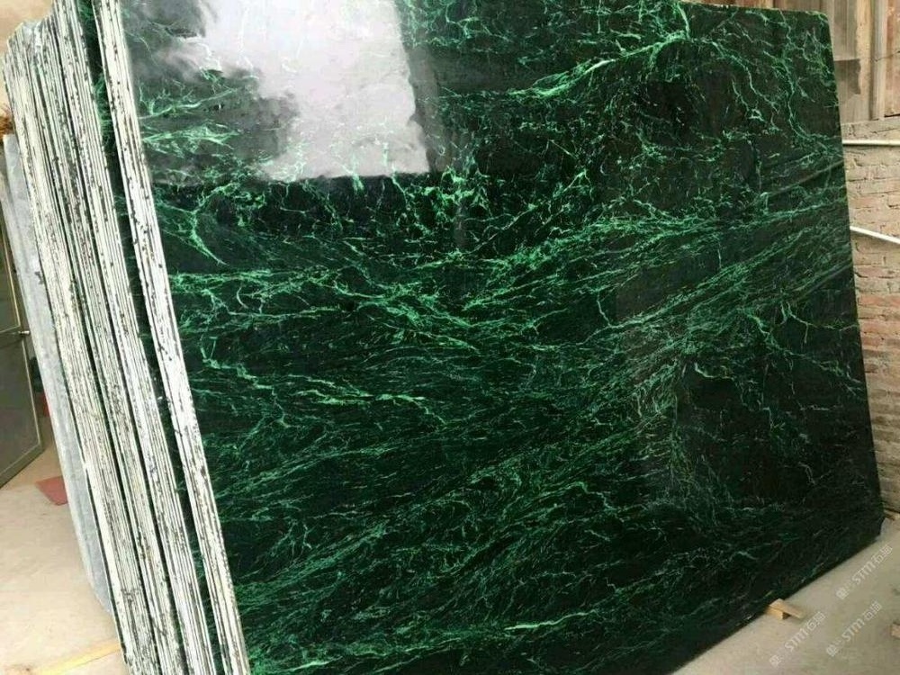 BOTON STONE Natural Green Marble Slabs Washroom Countertop Modern Foor Tiles Emerald Green Marble