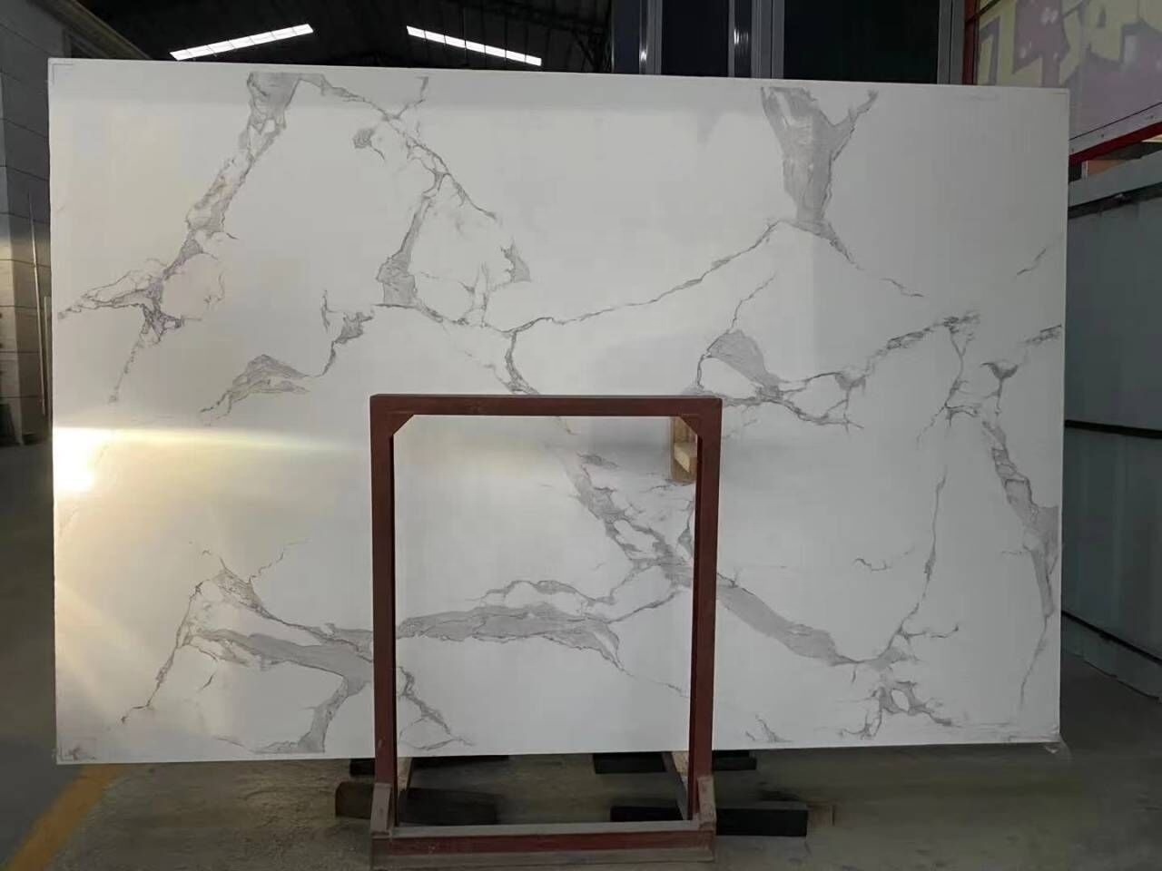 Artificial Stone Polished Kitchen Countertop White Synthetic Floor Marble Slabs