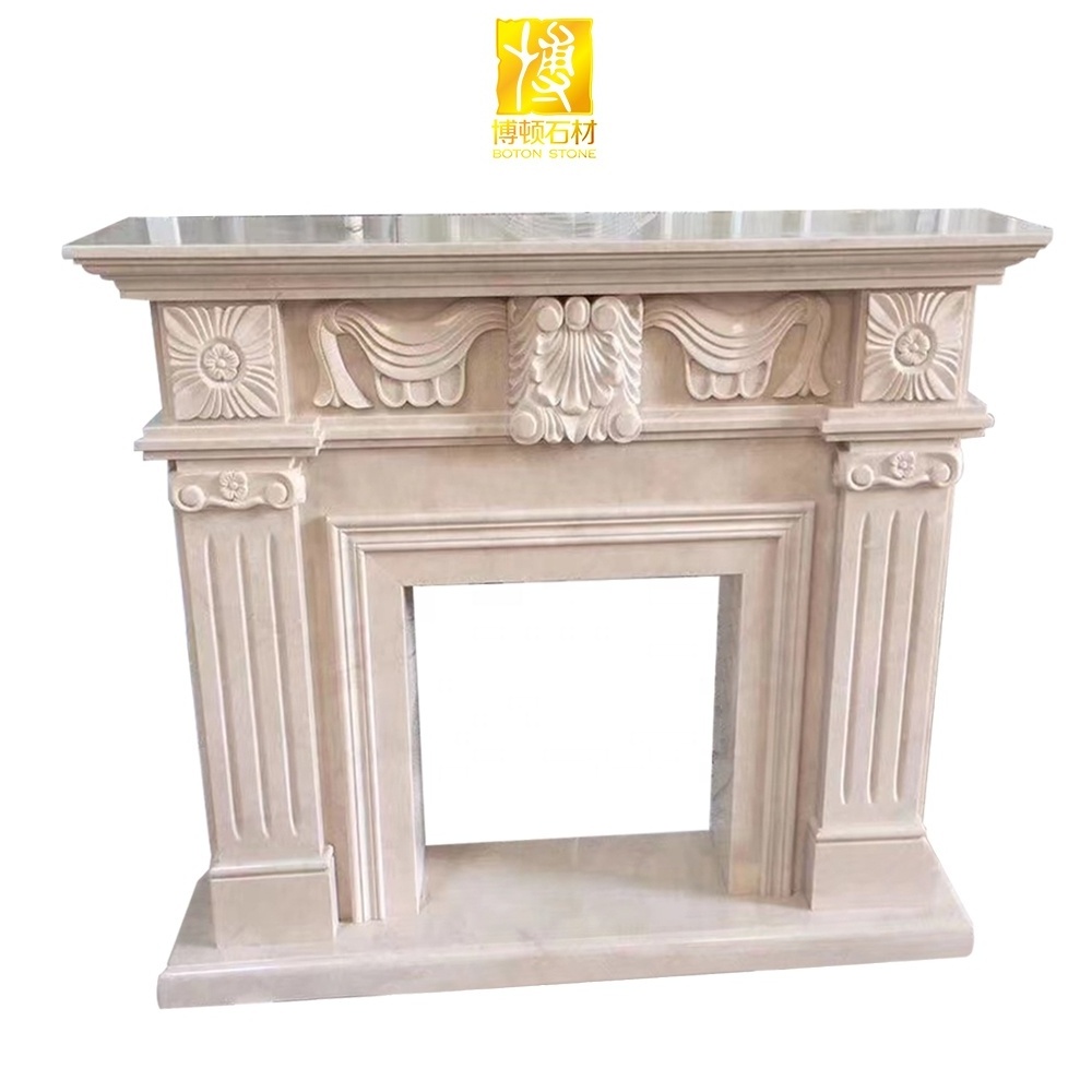 BOTON STONE Modern Molds White Fireplace Mantel Marble Stone Surround Outdoor Stone Fireplace