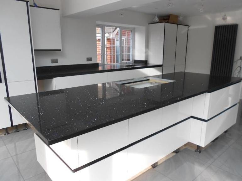 BOTONSTONE Sparkle Black Quartz Stone Sparkling Quartz Stone Quartz Stone Countertop