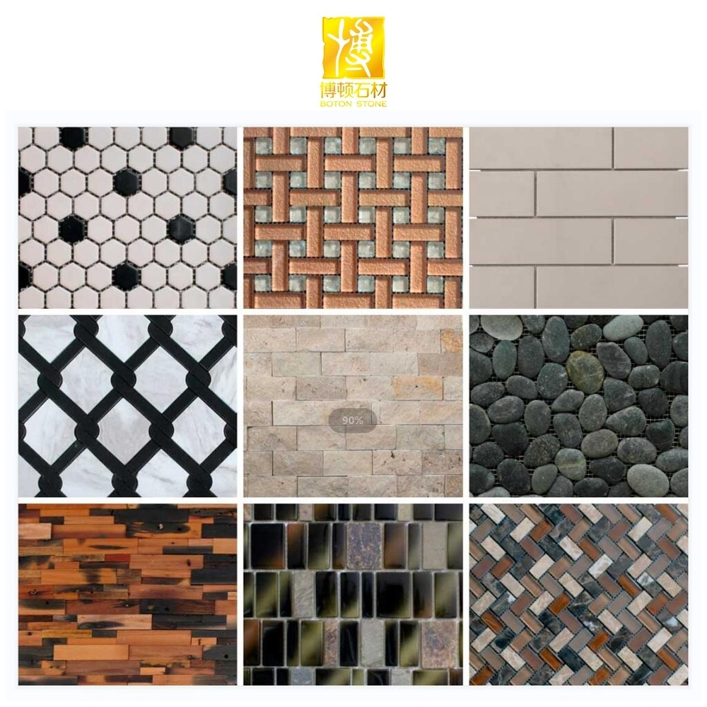 BOTON STONE 7MM Mosaic Iridescent Marble tile Mosaic Bathroom 3d Peel and Stick Wall Tile Backsplash