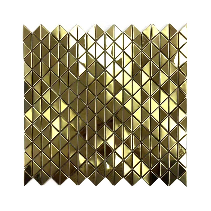 BOTON STONE Factory Wholesale Gold Hexagon Kitchen Backsplash 3D Wall Stone Stainless Steel Metal Mosaic Tile