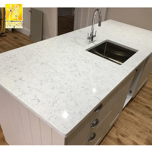 Artificial Stone Polished Modern Carrara White Quartz Kitchen Countertop Slabs