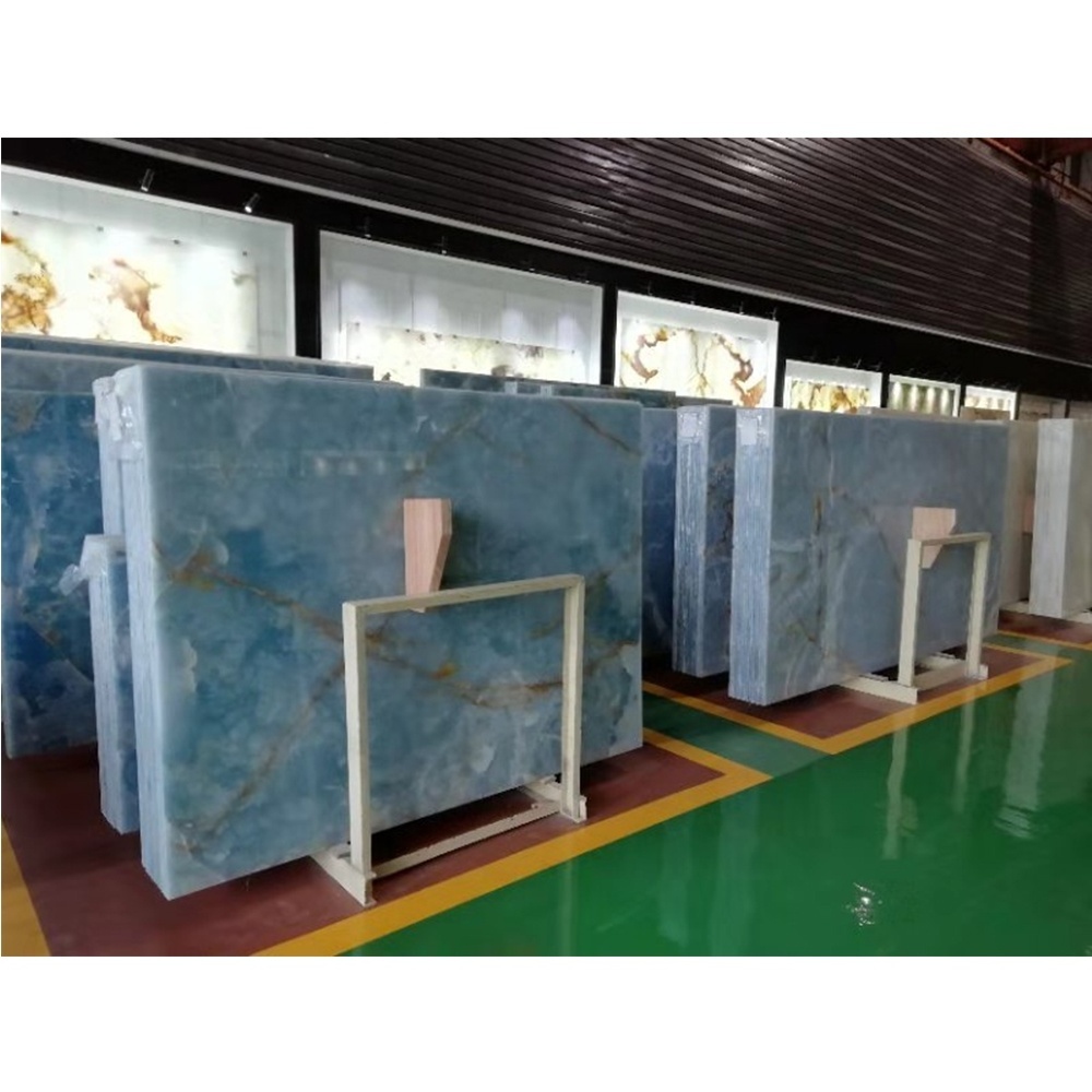 BOTON STONE Natural Stone Bookmatch Backlit Translucent Marble Stone Blue Onyx Marble Price