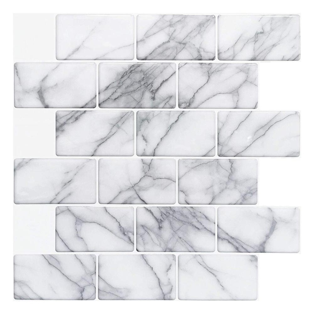 Polished Italian Carrara Marble Backsplash  White Tile Brick Mosaic Tile