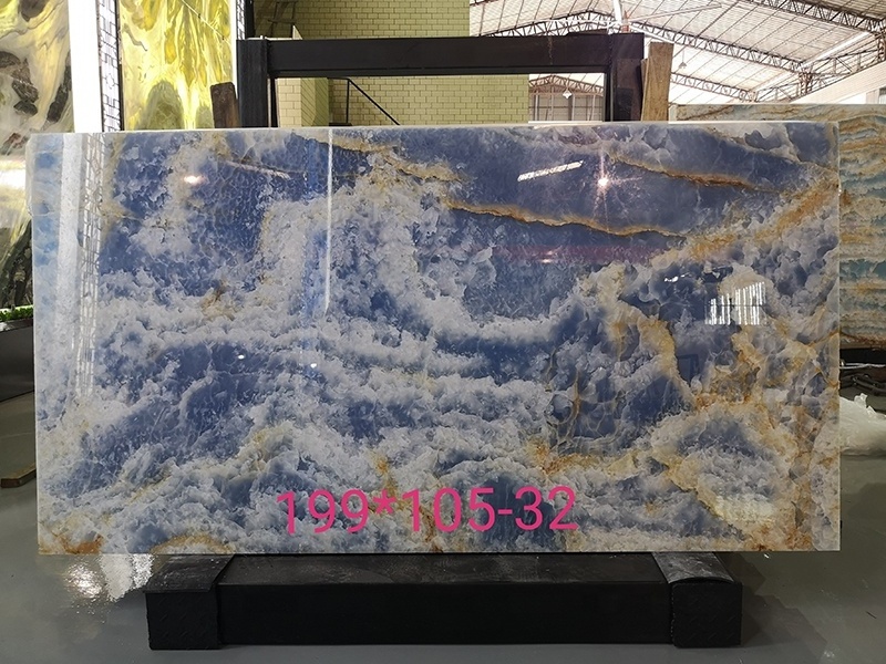 BOTON STONE Factory Price Modern Natural Marble Blue Stone Tiles Wall Background Onyx Slabs