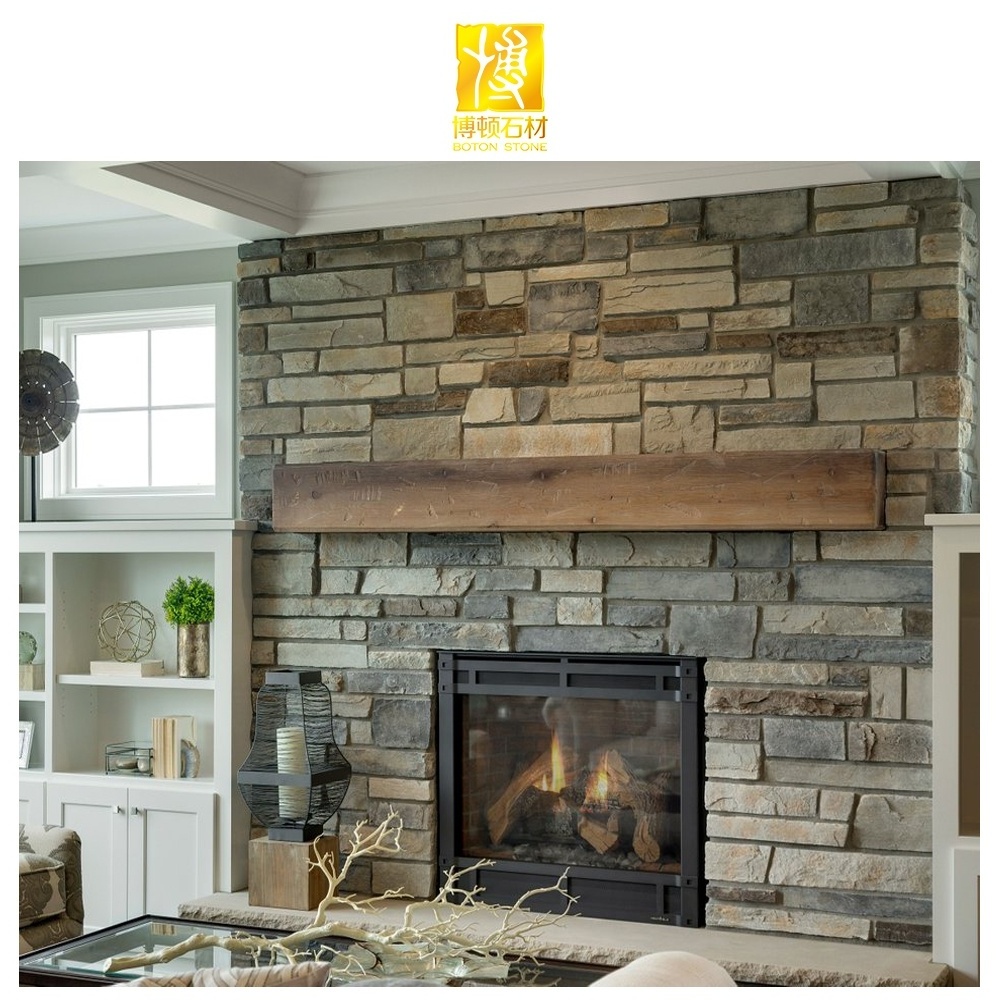 BOTON STONE Cultural Stone Slate Cladding Veneer Natural Surround Fireplace Mantel Fireplace Outdoor