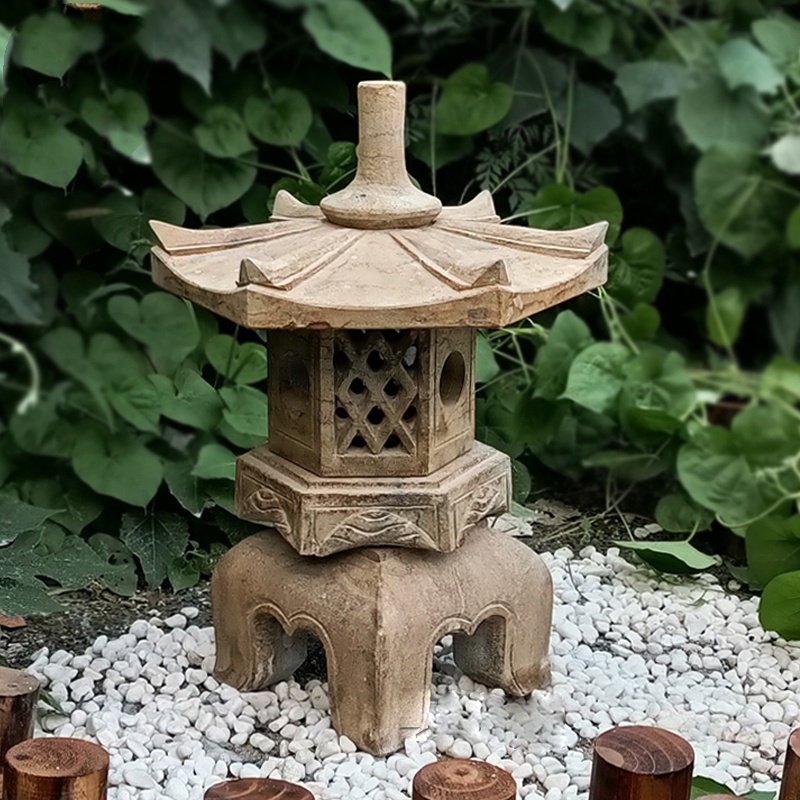 BOTON STONE Natural Marble Statue Outdoor Garden Decor Lamp Sculpture Japanese Garden Stone Lantern