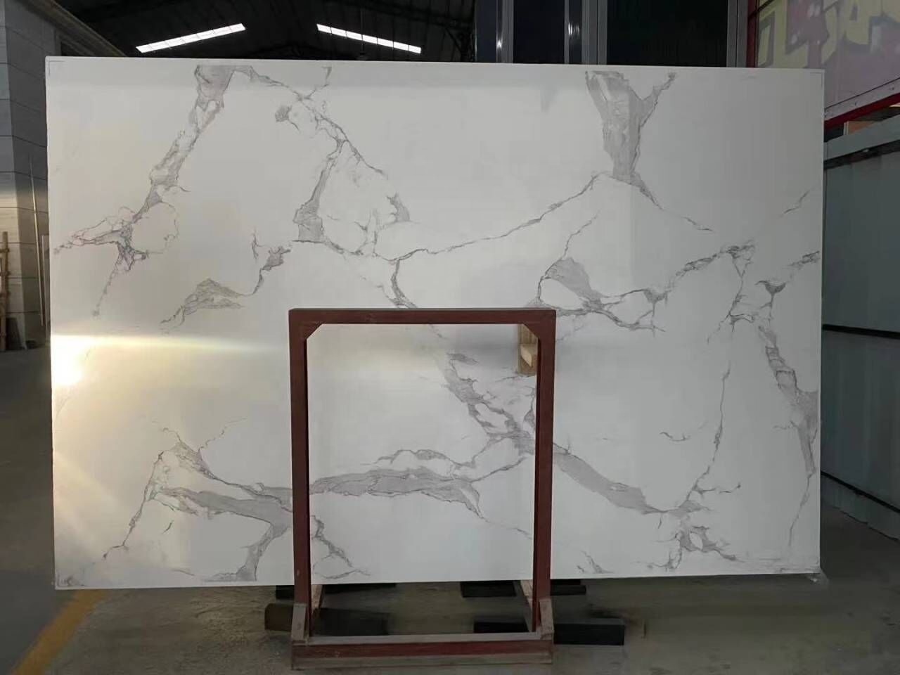 Artificial Stone Polished Kitchen Countertop White Synthetic Floor Marble Slabs