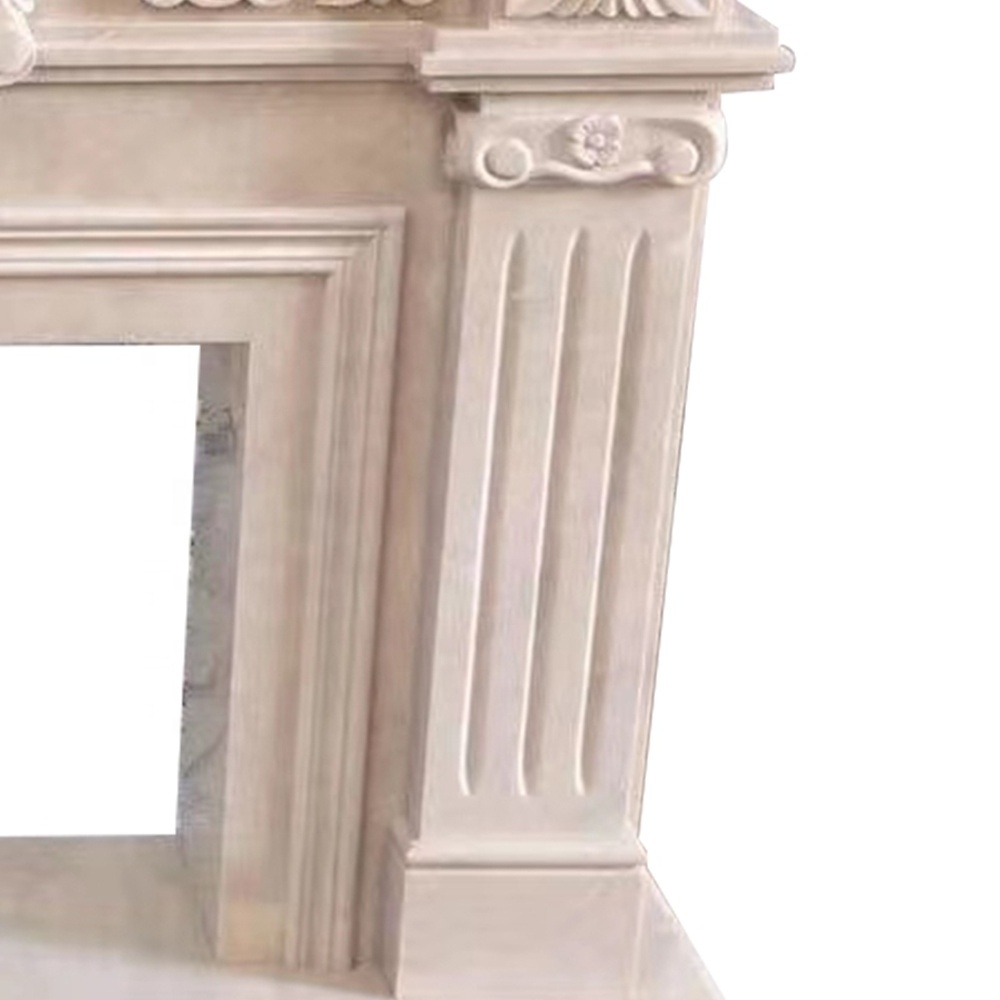 BOTON STONE Modern Molds White Fireplace Mantel Marble Stone Surround Outdoor Stone Fireplace