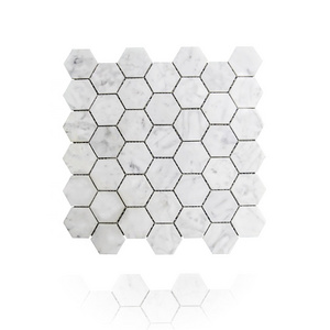 BOTON STONE Wholesale Valakas White Honeycomb Bathroom Backsplash Wall 3D Pattern Hexagon Marble Mosaic Tiles