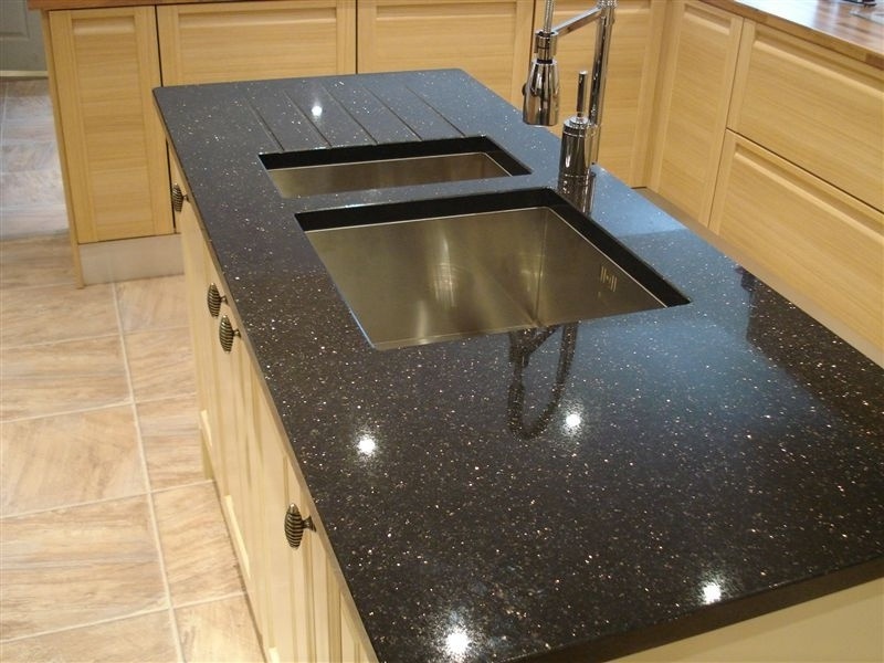 BOTON STONE Sparkle Black Quartz Artificial Stone Floor Stone Production Line Price for Countertop