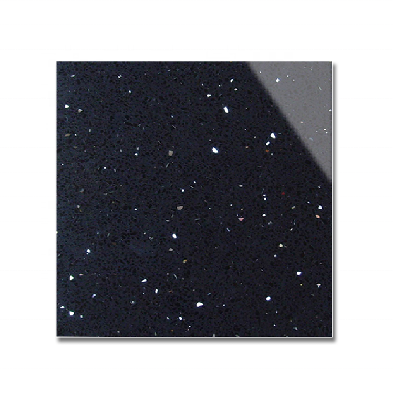 BOTON STONE Sparkle Black Quartz Artificial Stone Floor Stone Production Line Price for Countertop